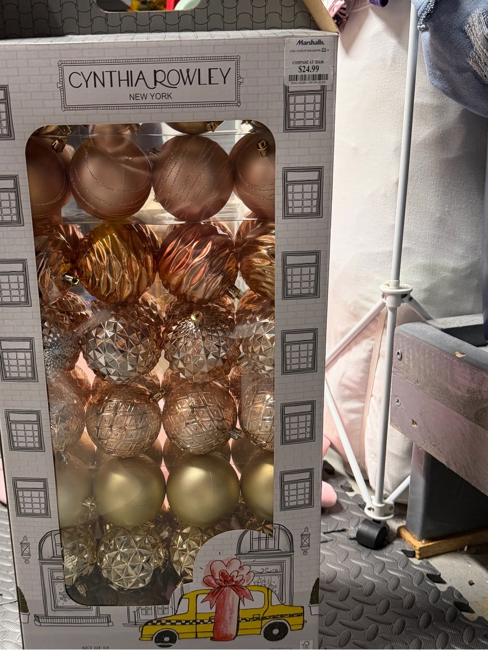 Cynthia Rowley Rose Gold, Gold and Silver Shatterproof Ornament Assortment
